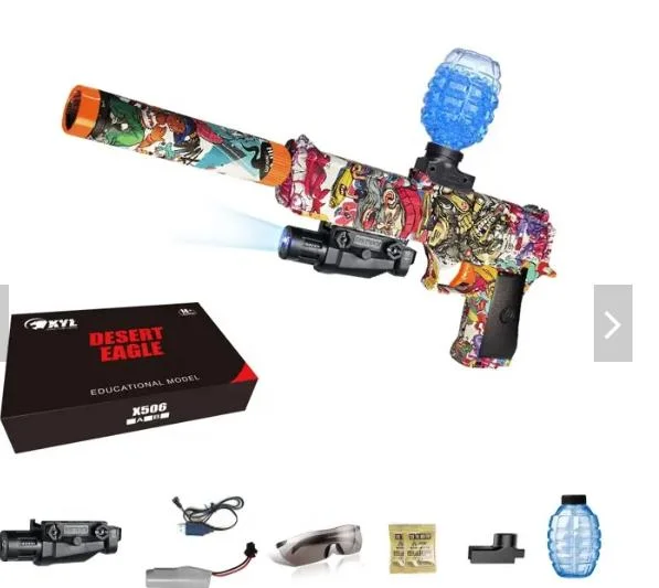 2023 Lista de Best Seller Pistola Desert Eagle pistolas de juguete para niños salpicar Gel Ball Pistola Blaster con caja fuerte 7-8mm munición perlas de agua