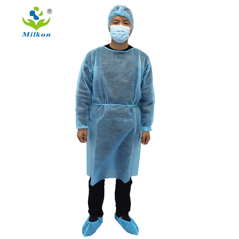 Non Woven Fabric Breathable Waterproof Blue Isolation Gown with Factory Price