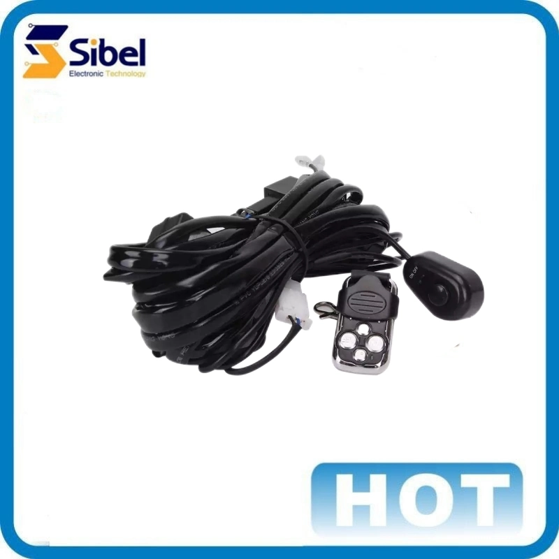 High quality/High cost performance DC12V Input Custom 14AWG Strobe Automotive Wire Harness for LED Pods Light Bar Wiring with Relay Fuse Switch & Remote Controller