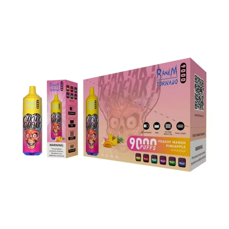 2023 53 sabores clássicos com venda a quente com 18 ml de e-Liquid &amp; Luzes LED intermitentes recarregáveis tipo C Ecig Randm tornado descartáveis 9000 puffs