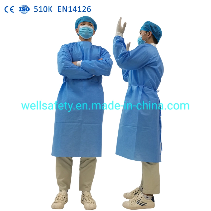 ANSI/AAMI Level 2 Level 3 Level 4 Washable Durable Disposable Non Woven Gown Disposable Waterproof Isolation Gown for Doctor FDA, CE, SGS, En13795@Minnie