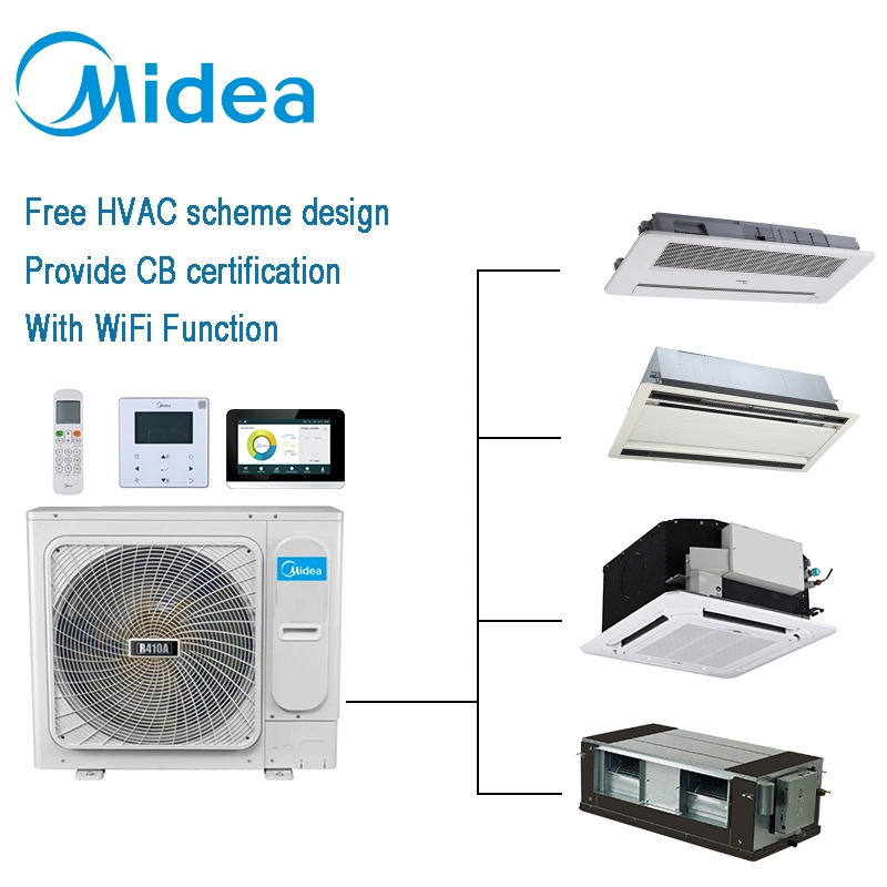 Midea 4.5HP 40kbtu silencio de los hogares de la tecnología avanzada Vrf Mini Bomba de calor de 12kw acondicionador de aire precios baratos para el proyecto Villa