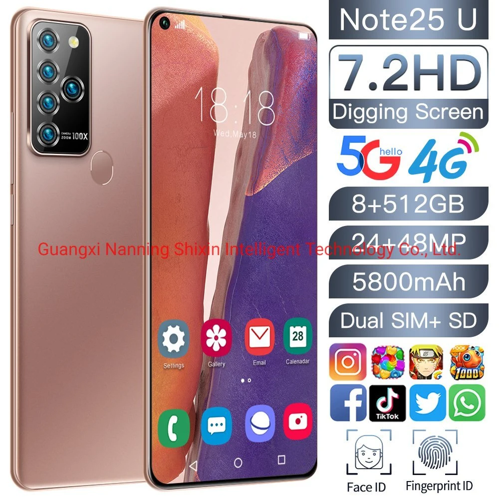 Note 25u 8g/512GB+ Smartphone Amoled Screen Android 10.0 Telephone with Face Unlock, Mobile Phones