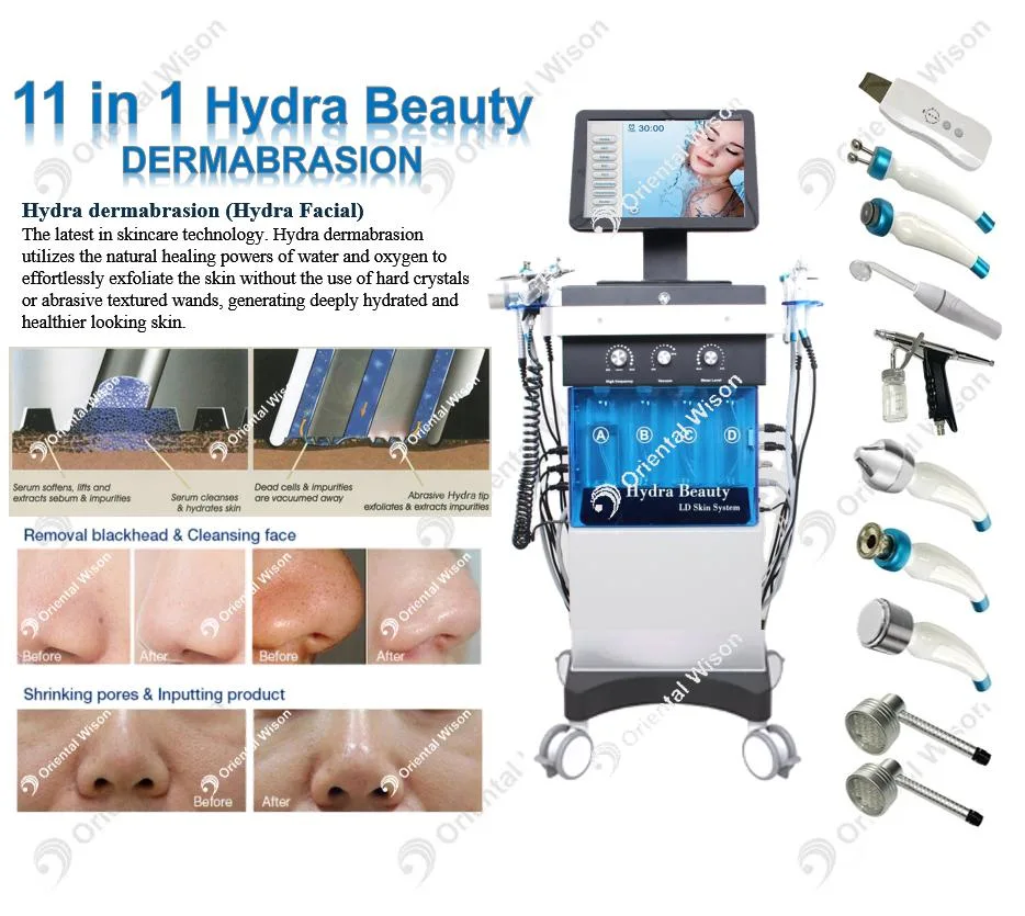 DR Pen piel resurfacing Hrdrofacial máquina Microdermoabrasión Alta frecuencia Acné Remoción 12 en 1 Diamond Peeling y Hrdro Facials