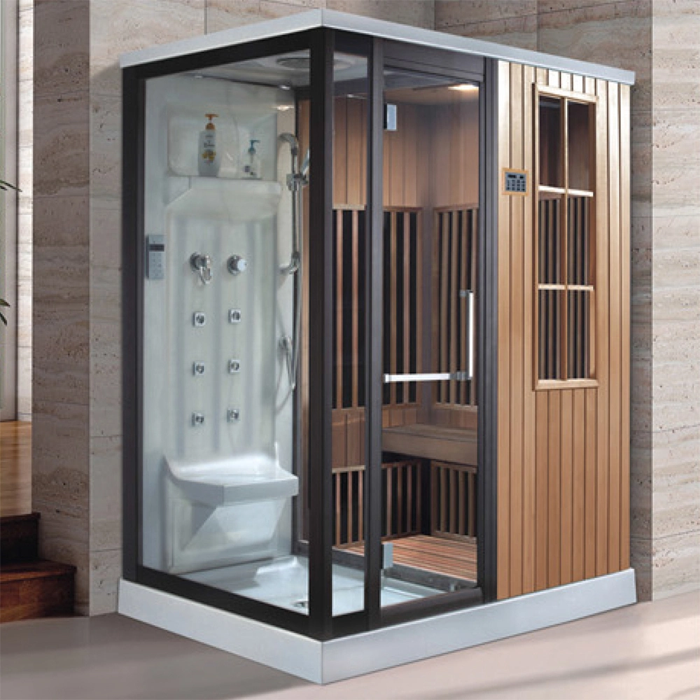 Quarto Luxury Design FAR Infrared Steam Sauna seca tradicional de fibra de vidro E Wet Steam com Duche Room