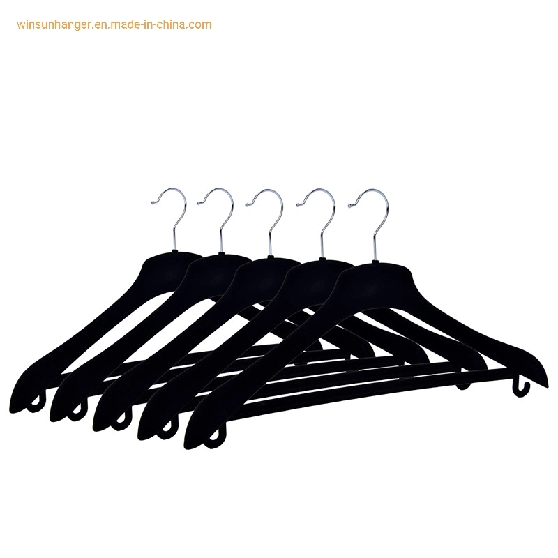 Customized Black Flocking Coated Velvet Suit Coat Plastic Clothes Cheap Hangers