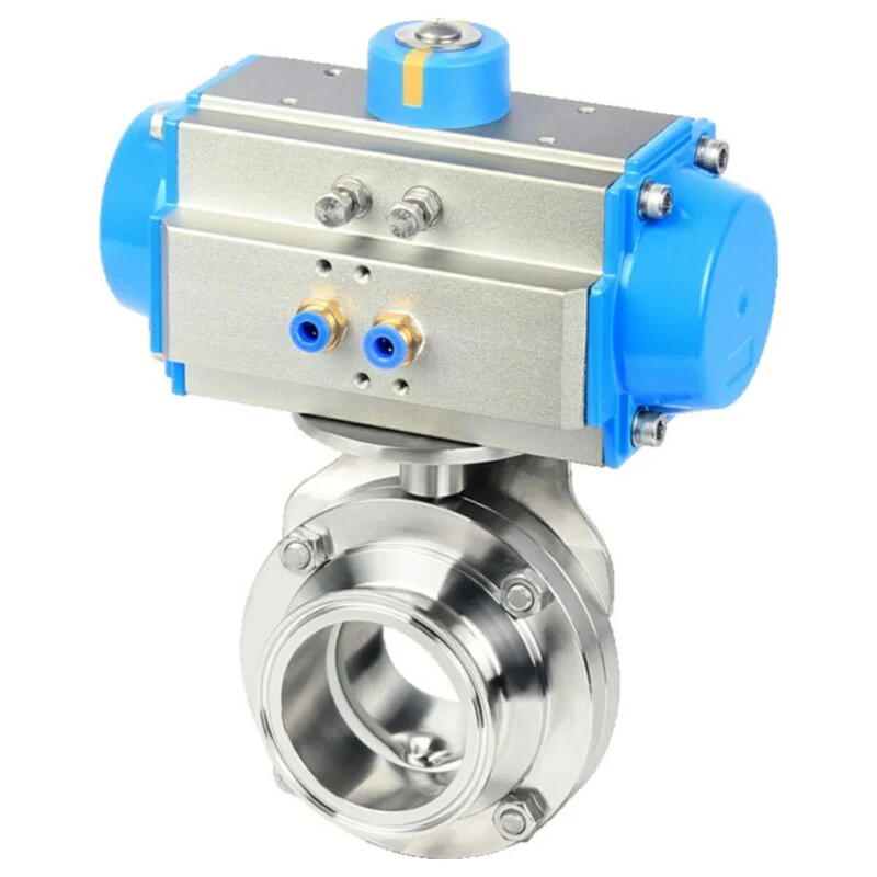 Sanitary Stainless Steel 316L Horizontal Pneumatic Butterfly Valve With Smart Controller IL -Top