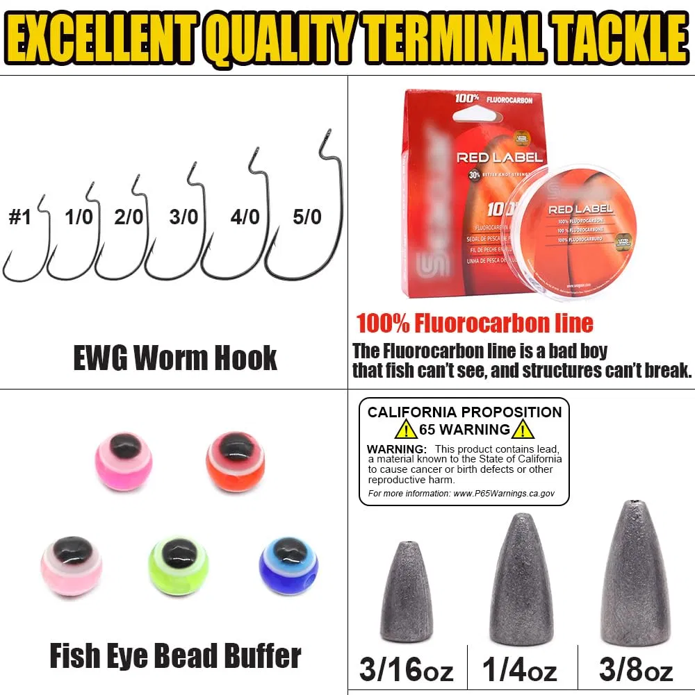 Fishing Equipment Texas Rigs Bass Fishing Leaders Weights Hooks