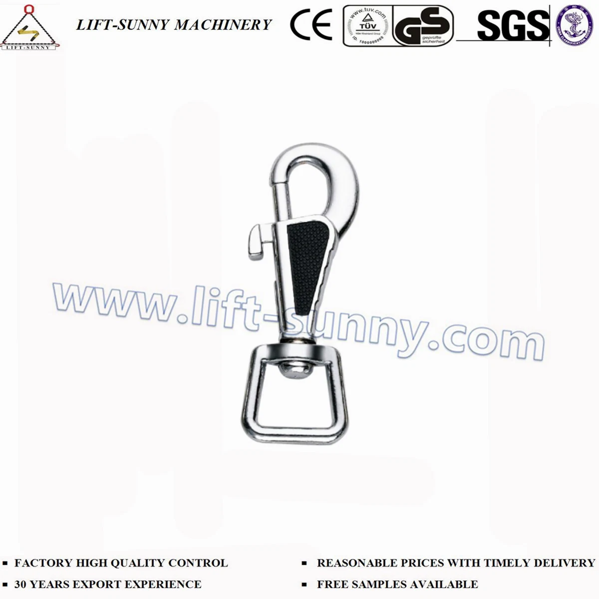 17mm*73mm Black Square Head Zinc Die Cast Swivel Snap Hook