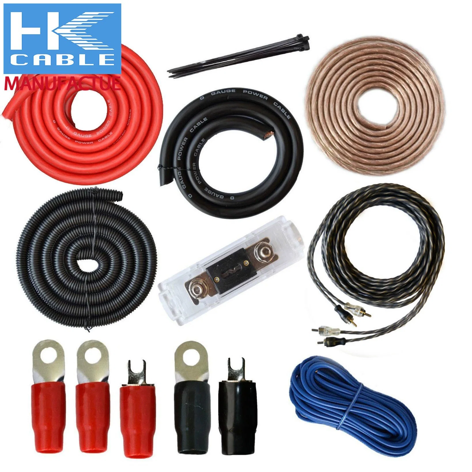 8 Gauge Installation Wiring Kit Car Speaker Woofer Cables Car Power Amplifier Cable Kit Audio Line Power Line