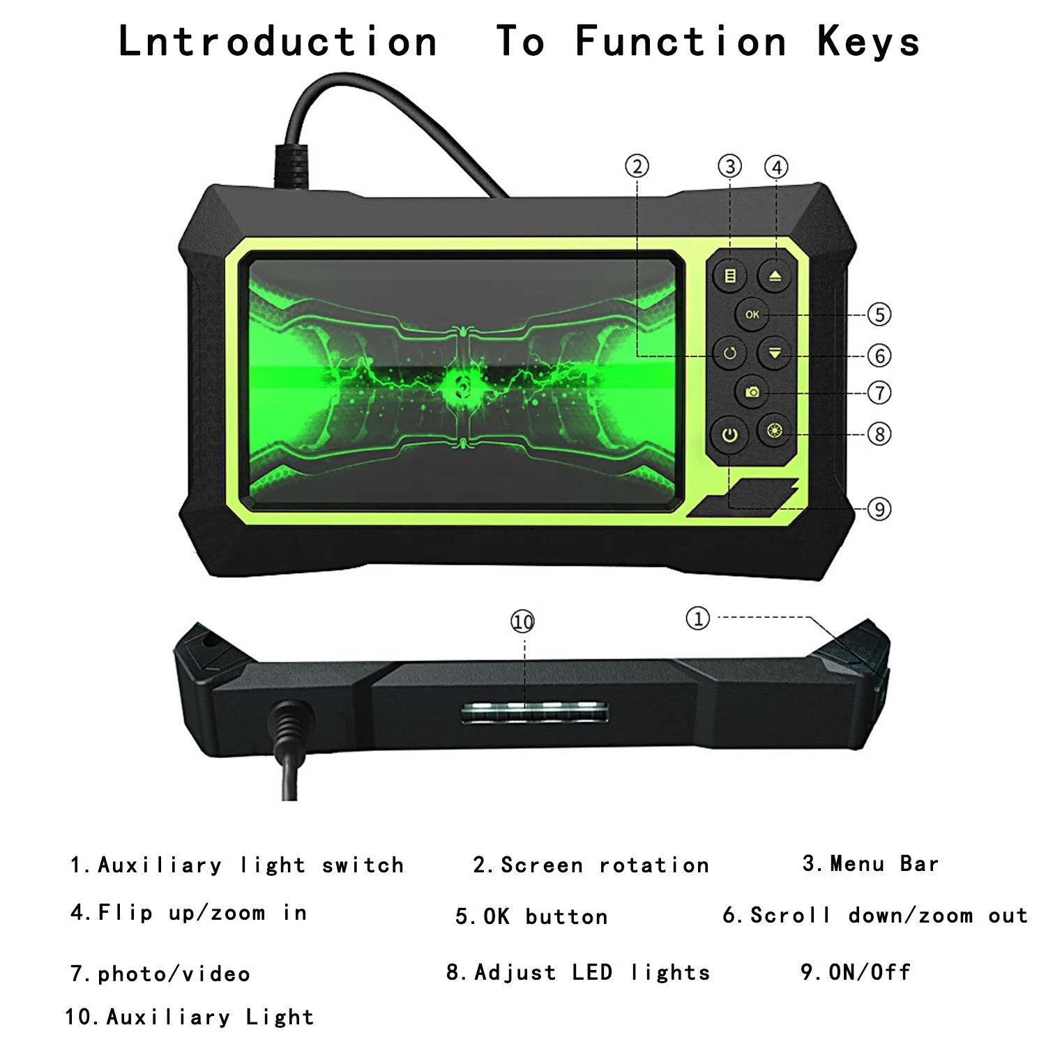 Cámara portátil P40 Industrial Car Endoscope pantalla LCD 1080p 4,3inch 2m 8LED endoscopio inalámbrico WiFi Borescope