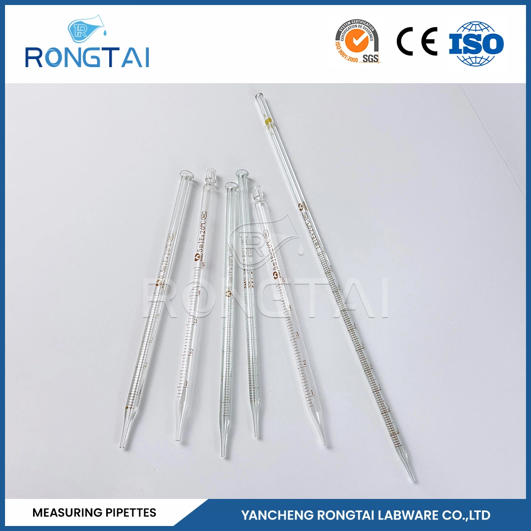 Rongtai Química equipos de laboratorio Fabricadores Laboratorio Pipetón Precio China 50ml Pipeta de medición de vidrio