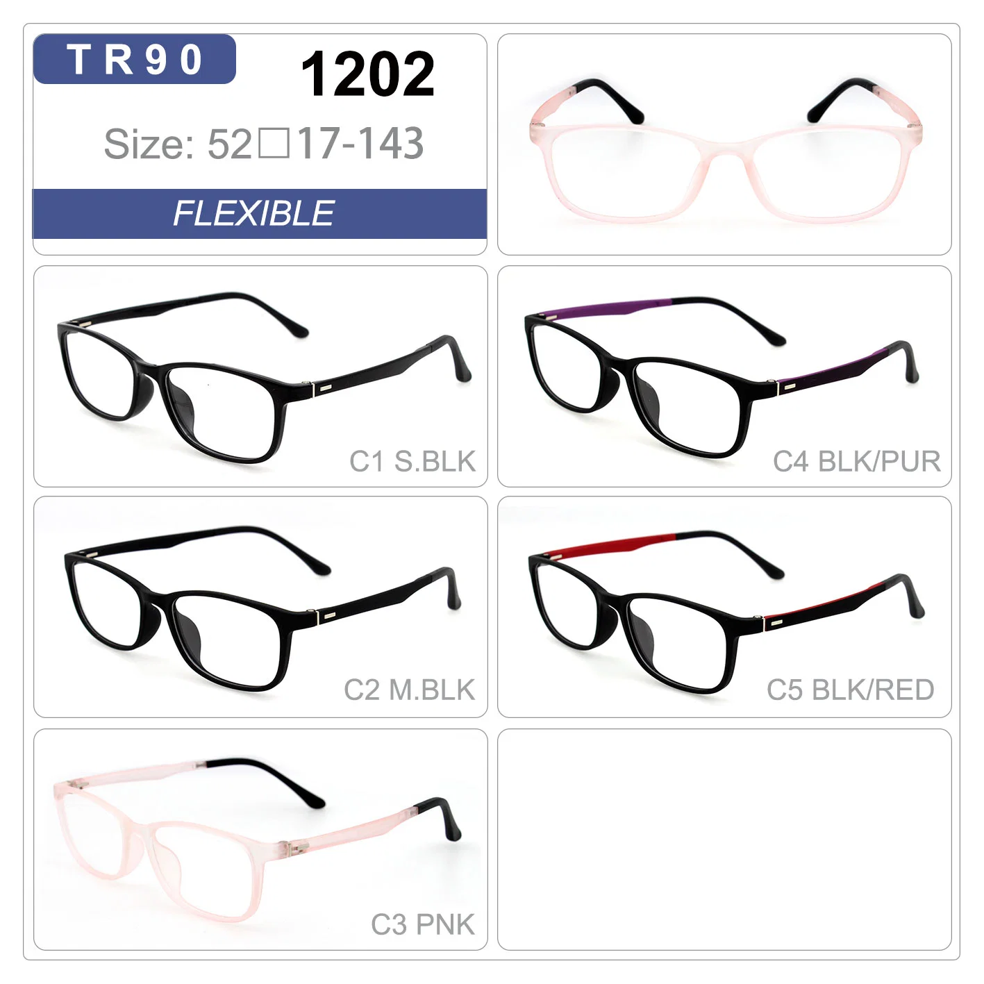 Promotional Cheap Fashion Mens Tr90 Simple Eyeglasses Squared Optical Frames