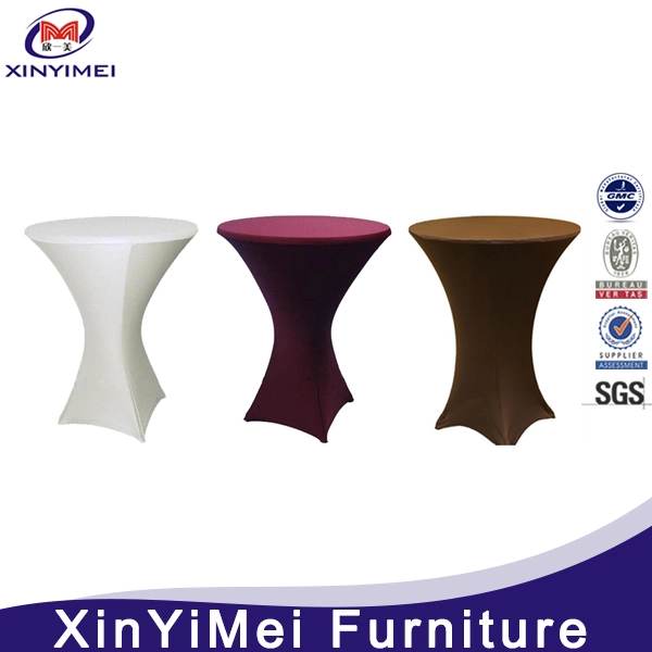 Customized White Lycra Stretch Spandex Cocktail Bar Table Covers