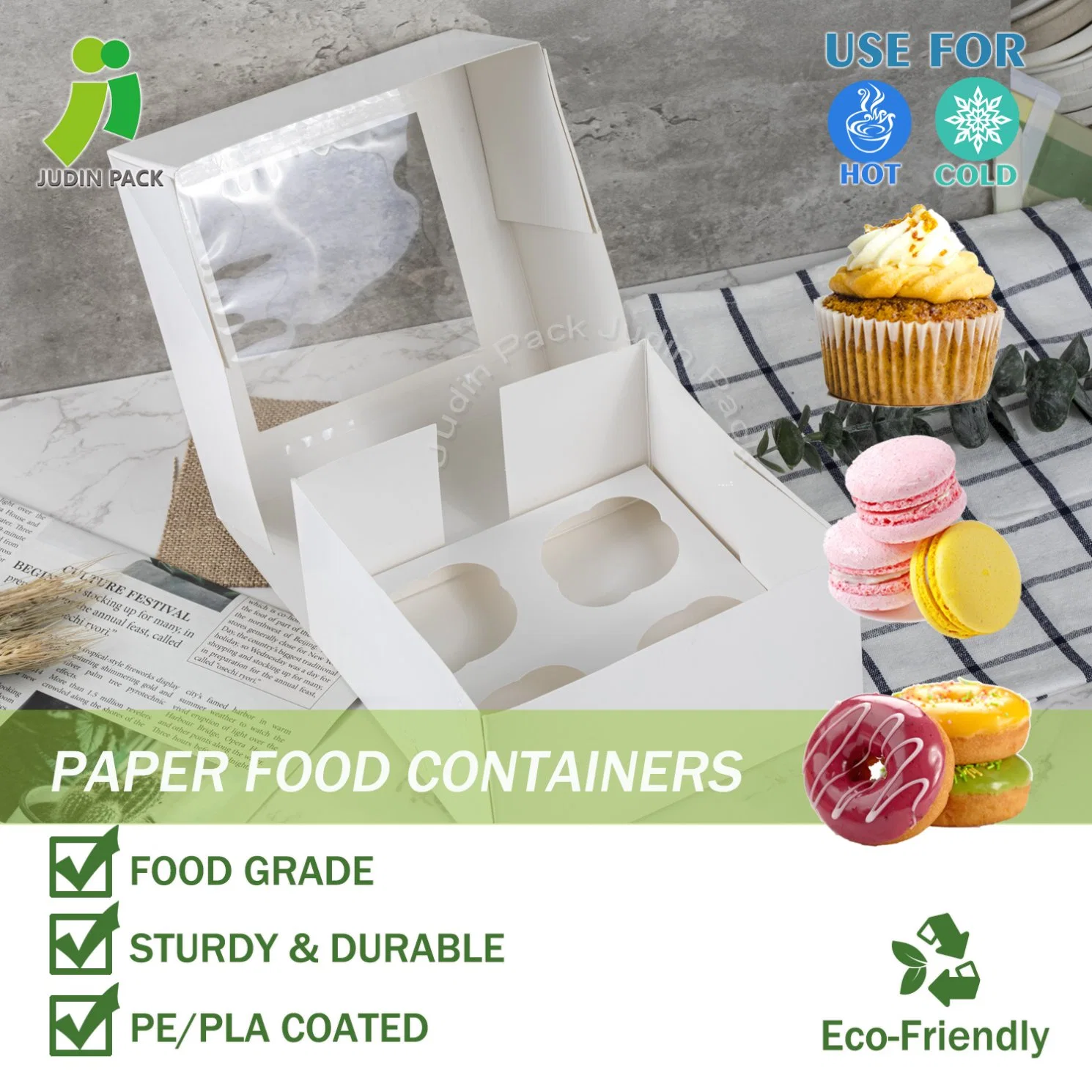 Food Box Packaging Kraft Food Box with Window with Water/Oil Resistant