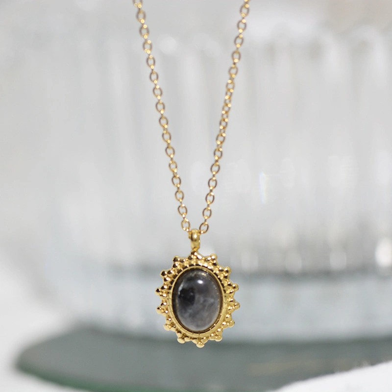 Wholesale/Supplier French Vintage Necklace Natural Stone Pendant Female Niche Necklace