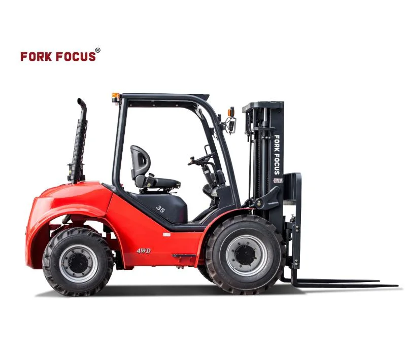 off Road Forkfocus Forklift 2WD 3.0t Rough Terrain Forklift with Triplex Mast Industrial Site