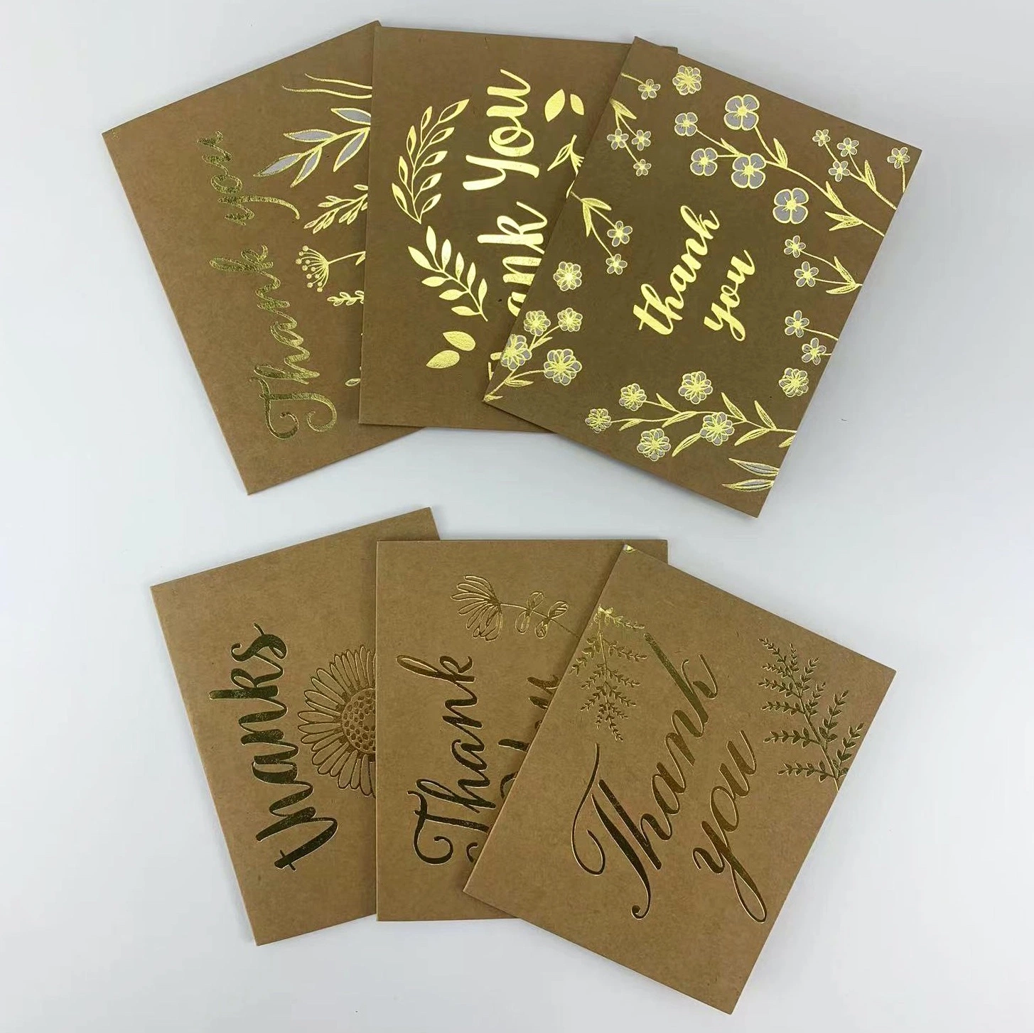 Custom Golden Foil Stamping impresión Tarjetas de felicitación Happy Birthday Cards Tarjetas huecas de regalo de boda Tarjetas de felicitación de Navidad