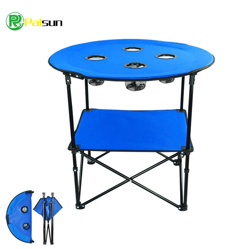 Heißer Verkauf Outdoor Camping Tisch mit Tragetasche Faltbar rund Stoff Tragbarer Grill Picknick-Tisch