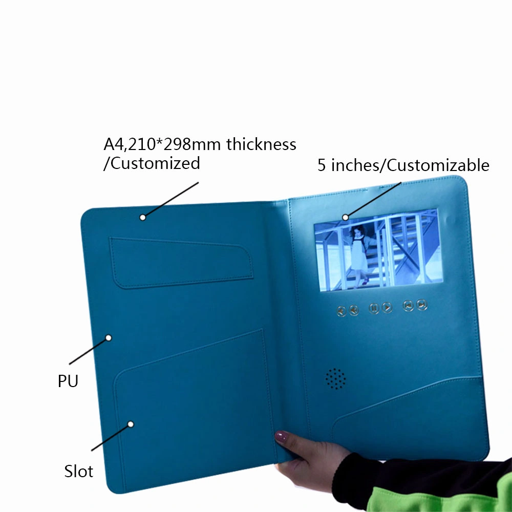 Customzied PU Recordative de couro com Monitor de Vídeo LCD de notebook