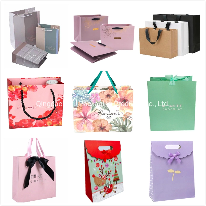 Custom Printing Promotion Christmas Holiday Gift Paper Packaging Shopping Bags