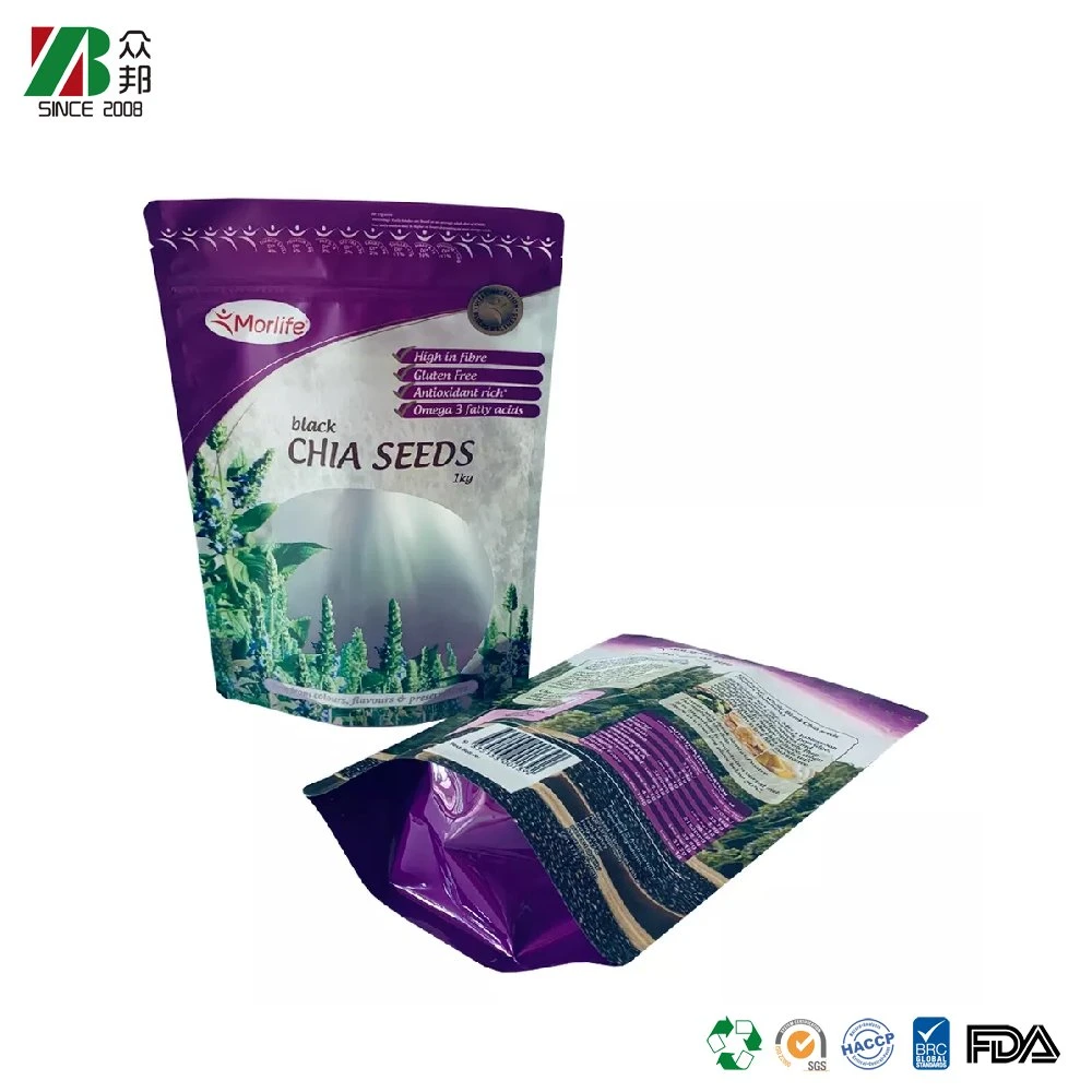 Custom logo Child proof gummy candies mylar bag Zipper heat seal Food bag smell proof chia seed edible packaging bag