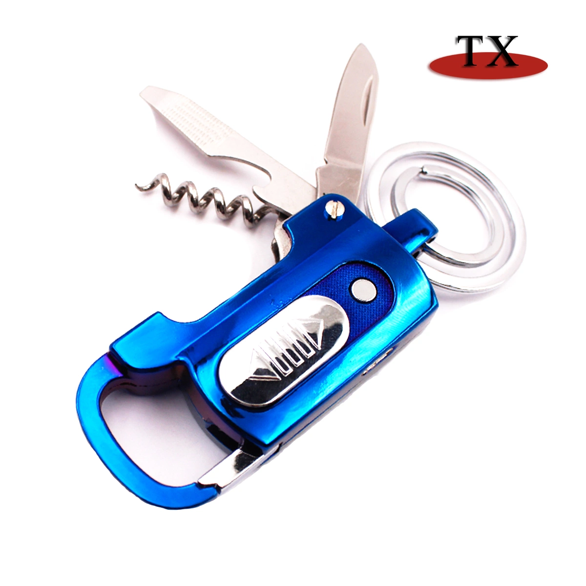 Multi-Function Keychain Rechargeable Lighter Knife Bottle Opener LED Light Lighter