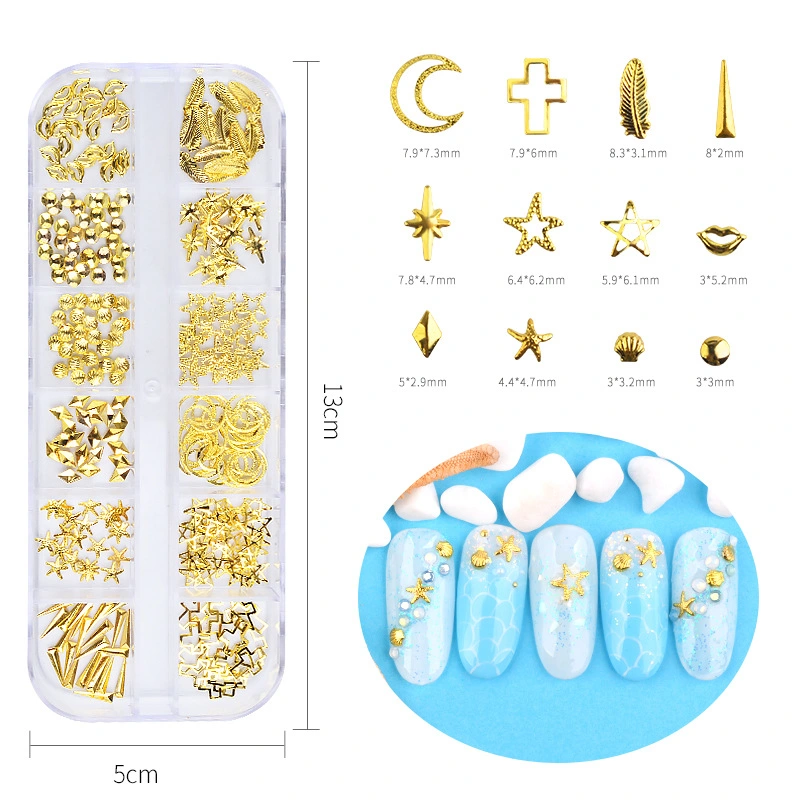Neues Design 3D Nail Charms Gold Rose Gold Metall Nail Strass Nail Art DIY Dekoration