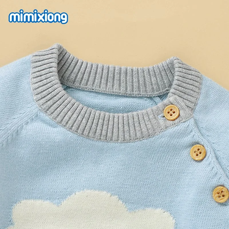 Mimixiong Baby Winter Top pantalones de rayas de punto bebé de dos piezas Juego de desgaste