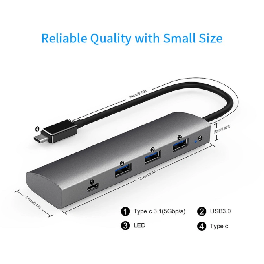 Aluminum USB 3.1 to Type-C 4-Port Hub