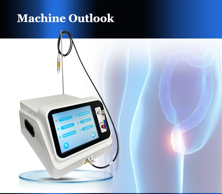 Laser de díodo inteligente Fibra Endolaser 980 1470 Hemorrhoide Hemorrhoid Máquina de Corte Médica