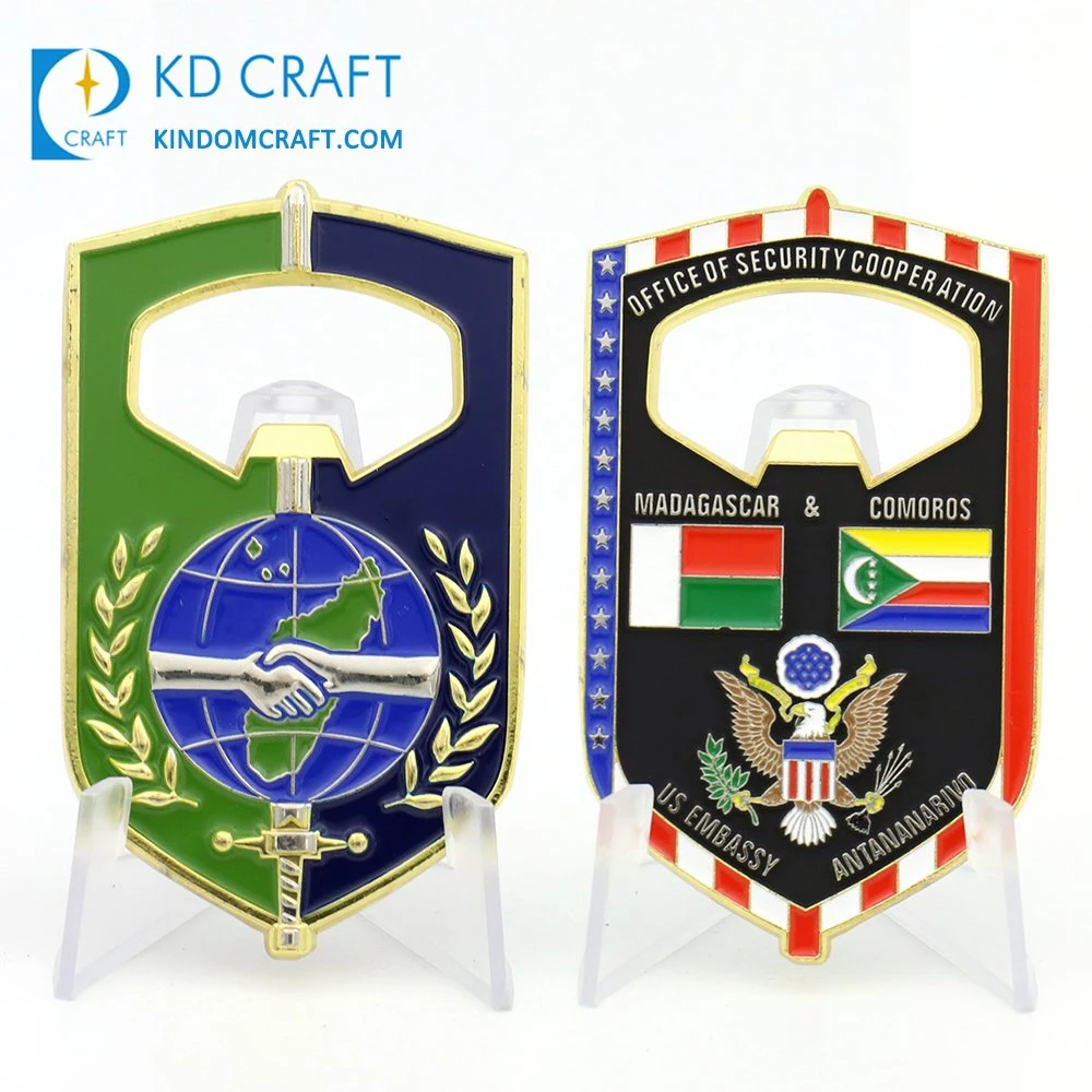 Free Sample Metal Sports Golf Bottle Opener Souvenir Masonic Military Army Navy Security 3D Enamel Custom Challenge Coin