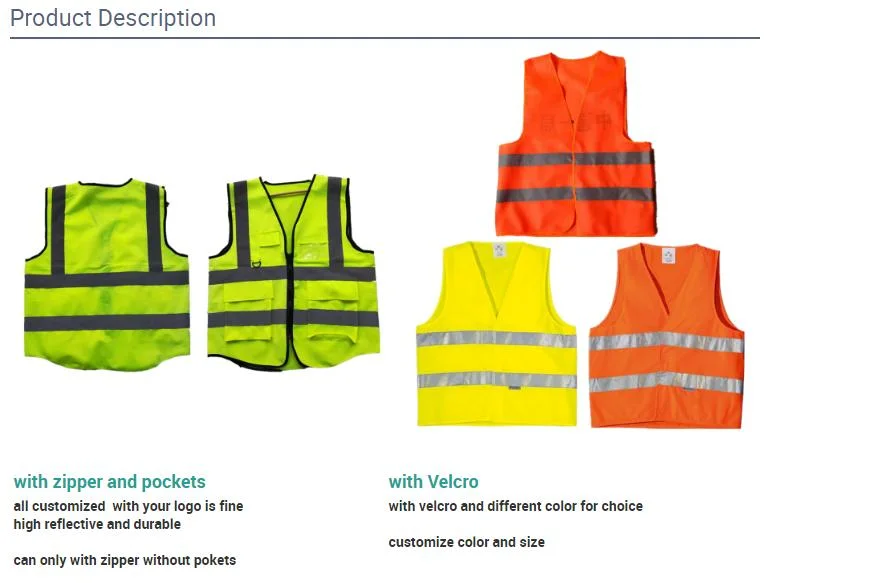 Logo Print 100% Polyester Jacket Security Vest Reflective Jacket Jumper / Hi Vis Safety Vest Cheap Price