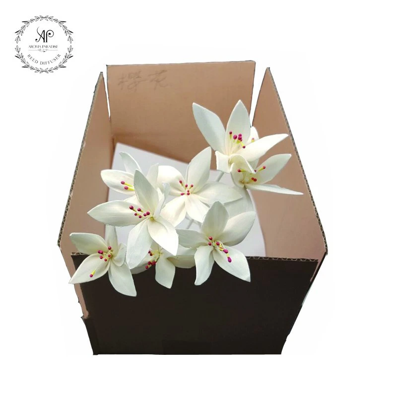 Handmade 8PCS/Box White Sakura Wood Sola Flower