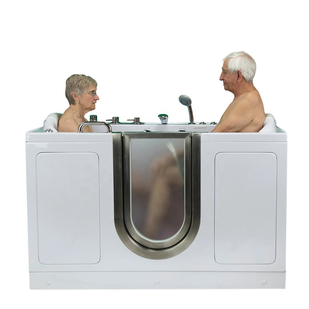 Modern 2-Seat Walk-in Non Whirlpool Bathtub in White Walk in Disabled Bathtub with Door