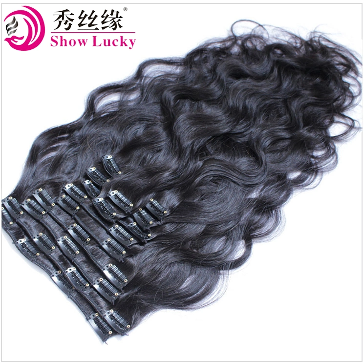 Wholesale/Supplier Human Hair Weft Clip in Hair Body Wave Indian Cuticle Remy Virgin Human Hair Extensions