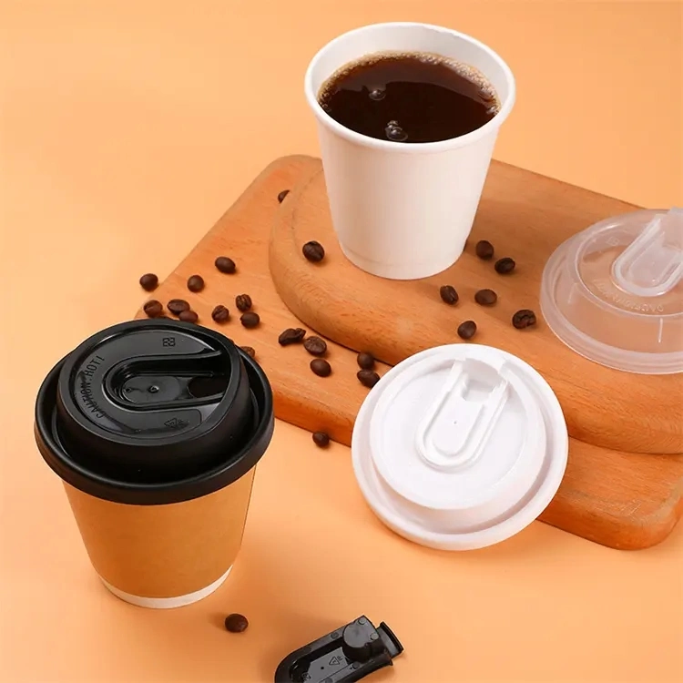 Benutzerdefinierte Einweg-Universal PP Kunststoff-Kaffee-Cup Deckel mit Stecker Auslaufsichere Abdeckung