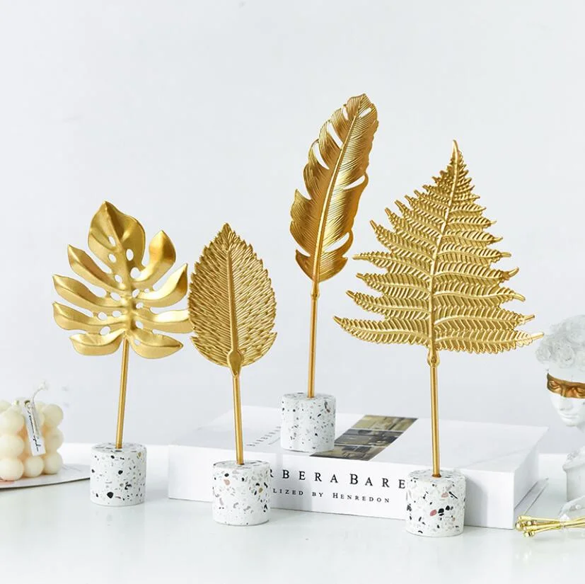 Creative Golden Leaves Simple Decorations Wine Cabinets Home Living Room TV Cabinets Desk Tops Turtle Leaves Home Decors