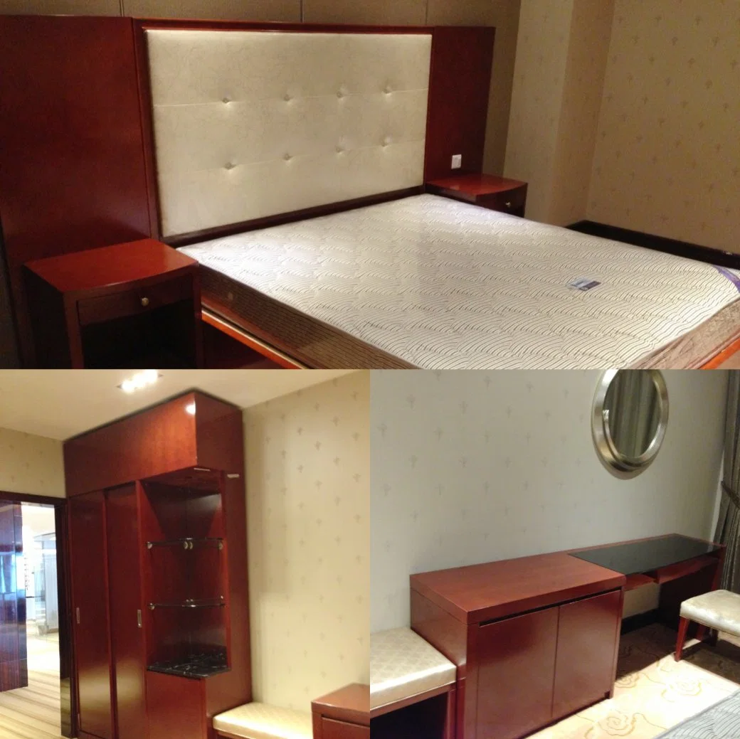 تصميم جديد سرير كينج وأثاث فاخر من خشب الفندق الصينى (GLB-7000801)