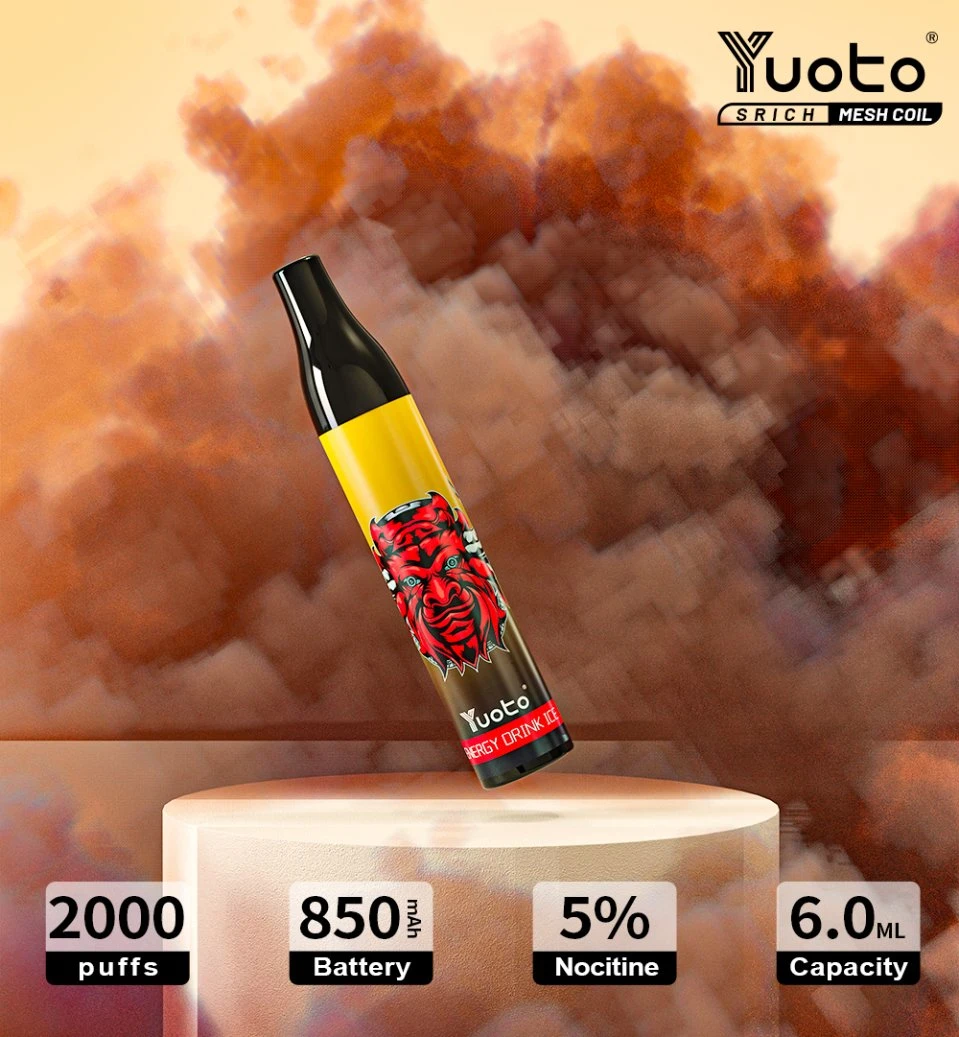 Yuoto Srich 2000puffs Vape à usage unique, bobine en maille rechargeable