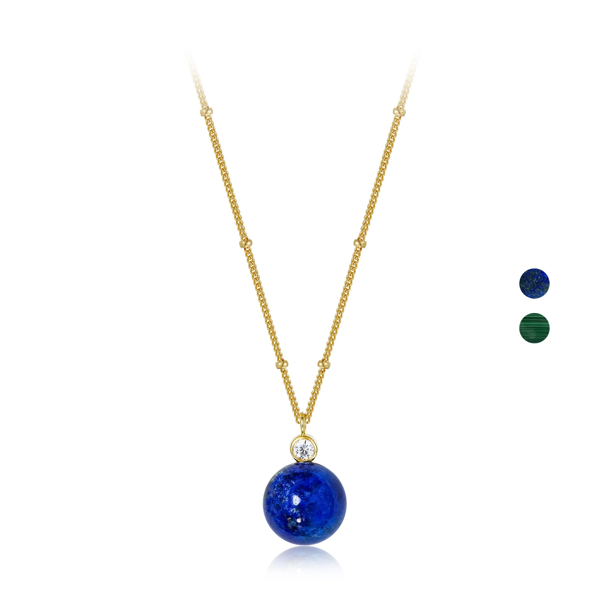 Neue Großhandel hochwertige Halskette Schmuck 5A Zircon S925 Silber Naturstein Anhänger Halskette mit Lazuli trendige Mode Schmuck