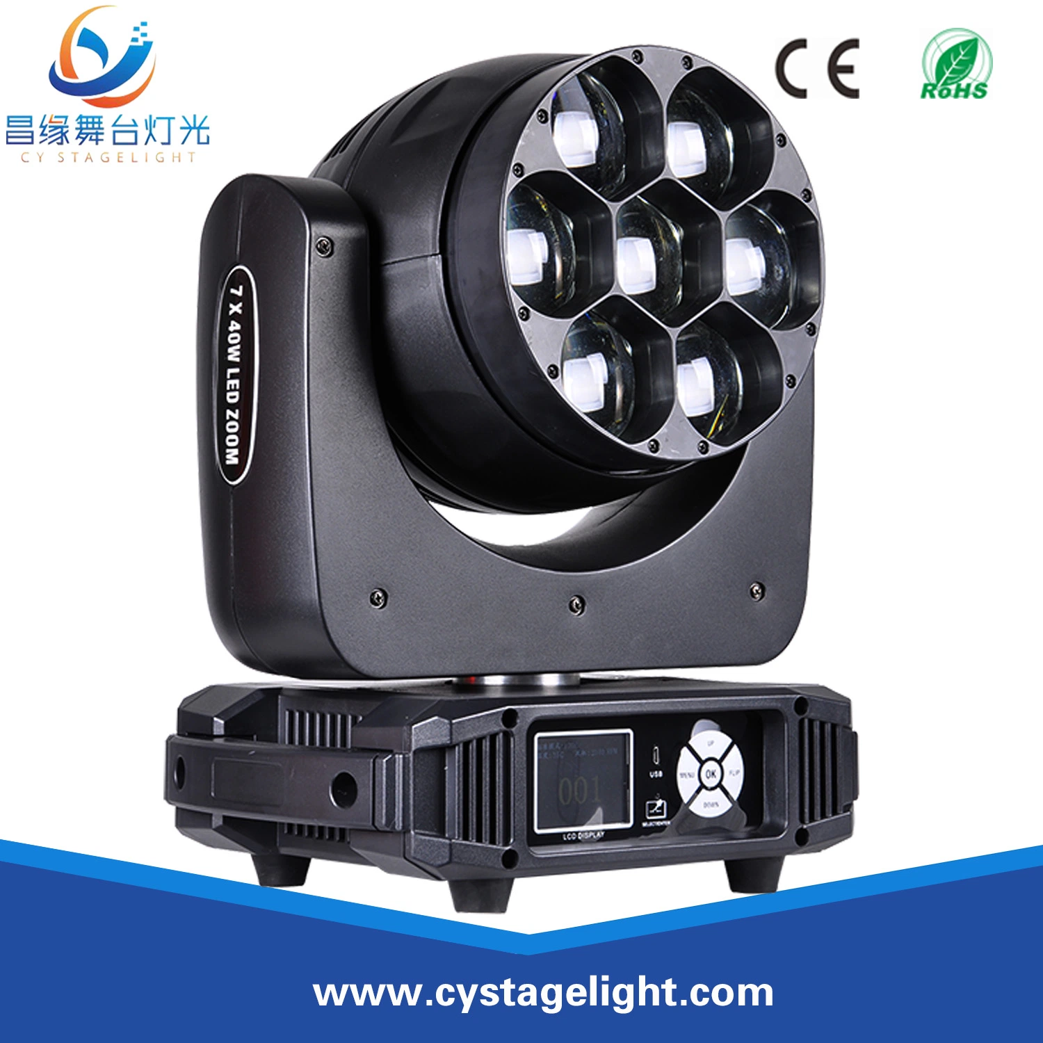 7X40W Osram LED Zoom Moving Head Light RGBW 4in1 Wash Beam Effect Lighting LED Moving Head