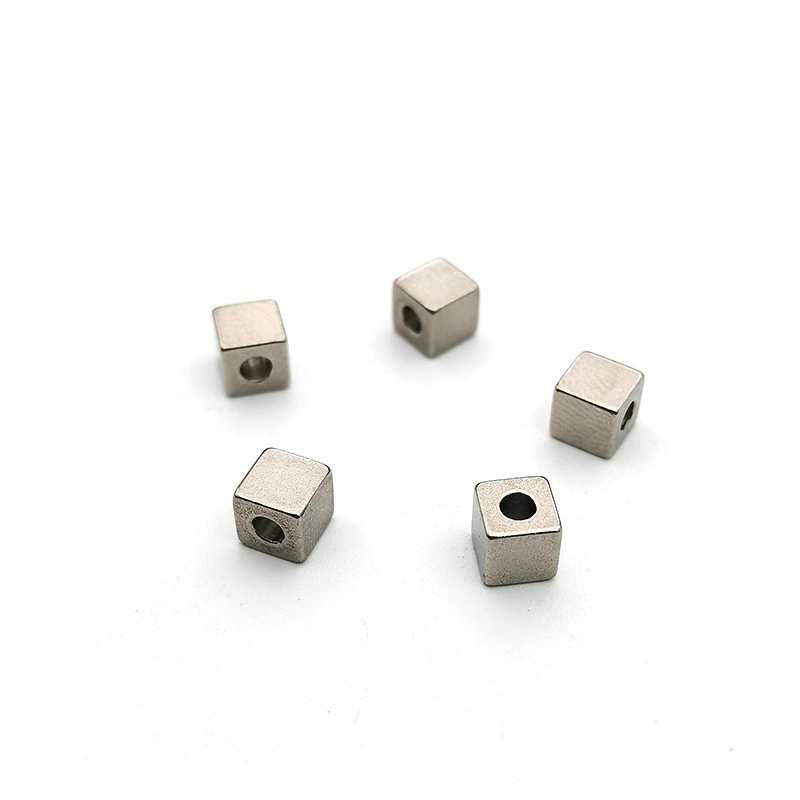 Stainless Steel Square Block Through Hole Bead Square Beads