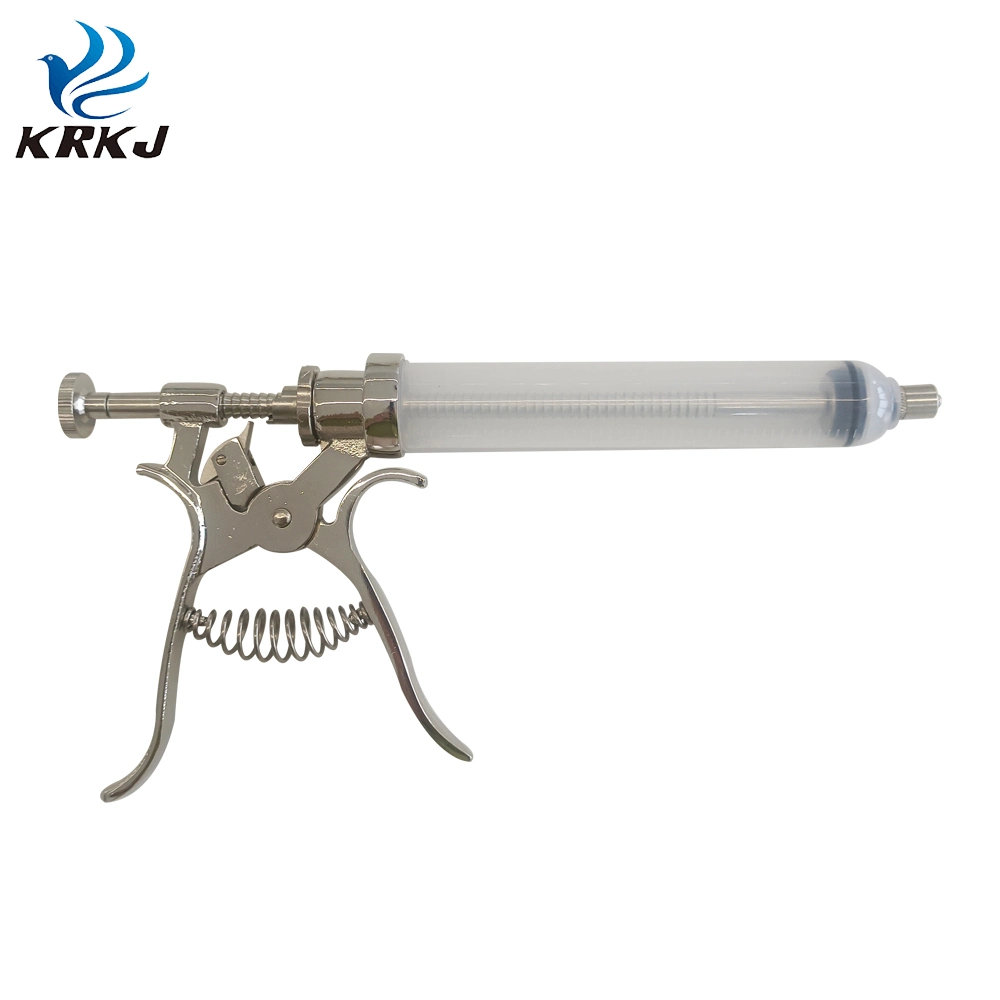 Veterinary Automatic Adjustable Dose Metal Revolver Syringe Gun 30ml for Cow Injection