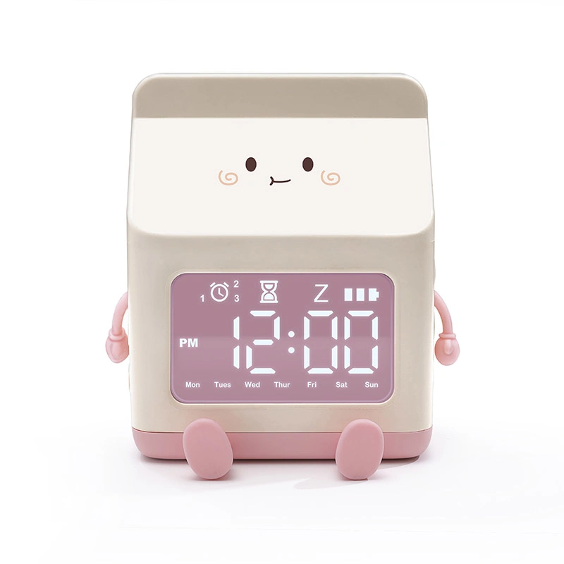 Новые часы будильника для студентов Milk Carton Wake-up Alarm Clock Сверхгромкий детский мультфильм Электронный таймер часов