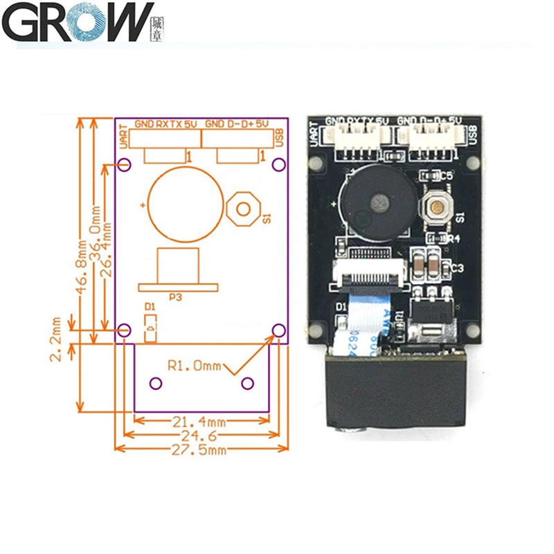 Crecer GM77 1D de código de barras 2D del módulo de escáner de código QR Reader