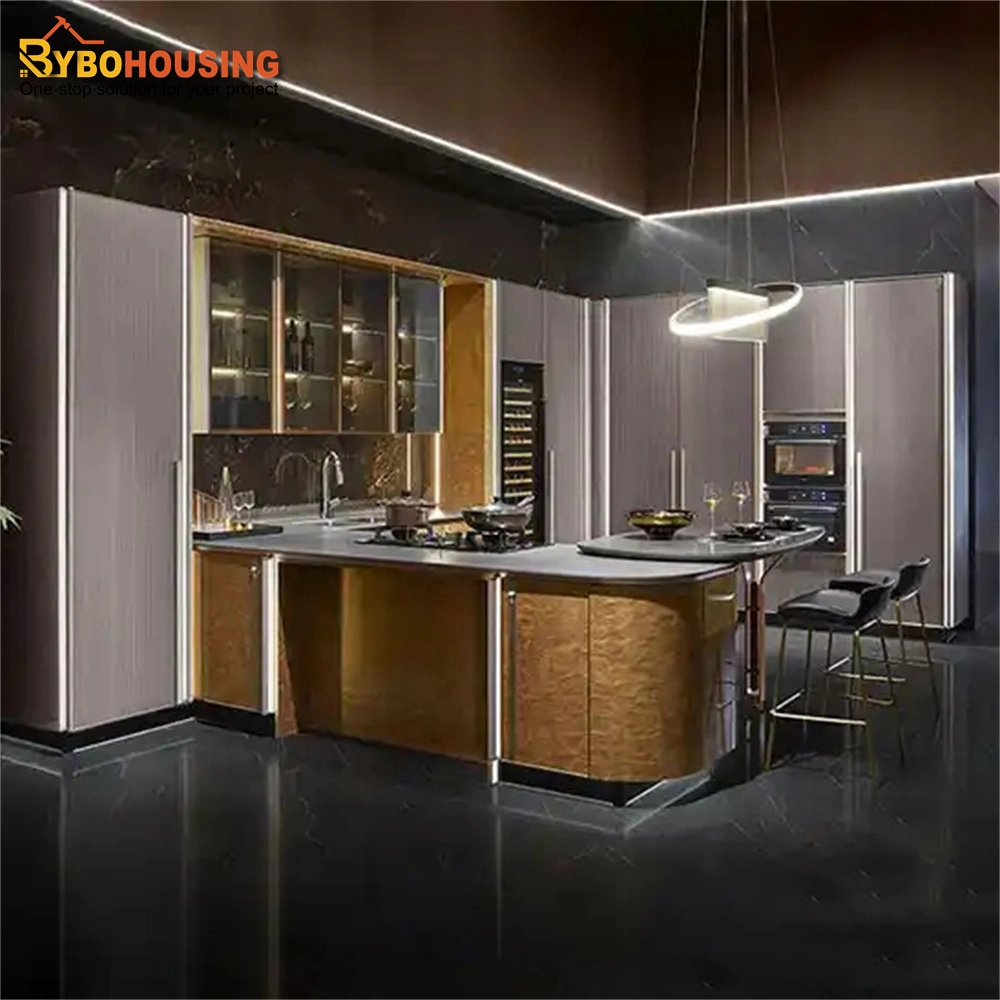 Modern Home Improvement Lacquer Smart PVC Kitchen Cupboard Island 3D Kitchen Cabinet Designs Furniture