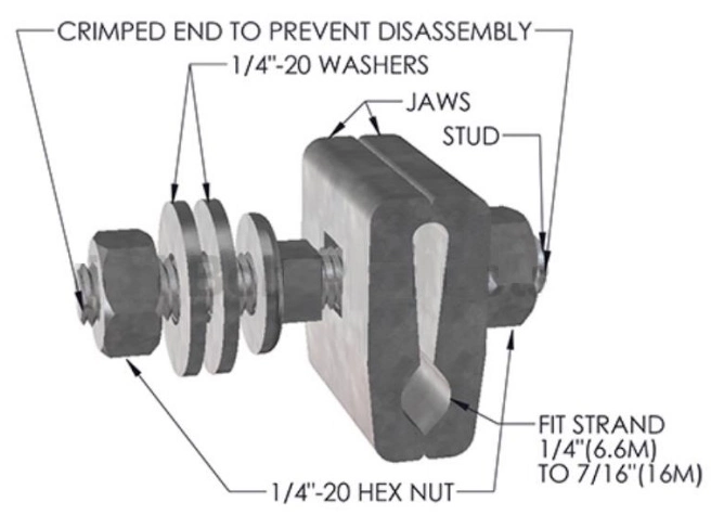 Attache de câble d'arrimage D en acier galvanisé de bonne qualité 1/4"-7/16"