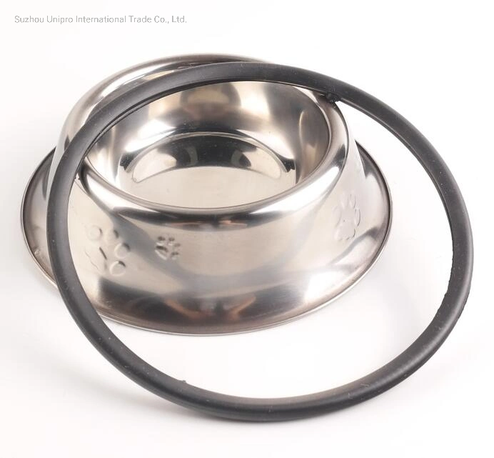 8oz to 96oz Embossed Non-Slip Stainless Steel Pet Bowl