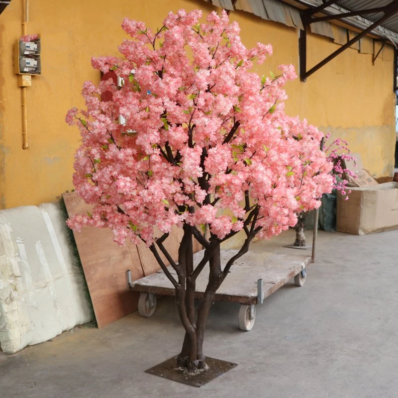 أزهار الكرز الصناعية الكبيرة والزهور الوردية البيضاء والبلاستيكية شجرة ساكورا لزينة حديقة الزفاف